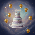 Birthday Cake with Gold Balloons